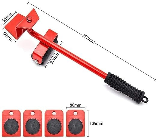 Furniture Mover Set – 4 Wheels + Lifter Bar