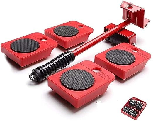 Furniture Mover Set – 4 Wheels + Lifter Bar